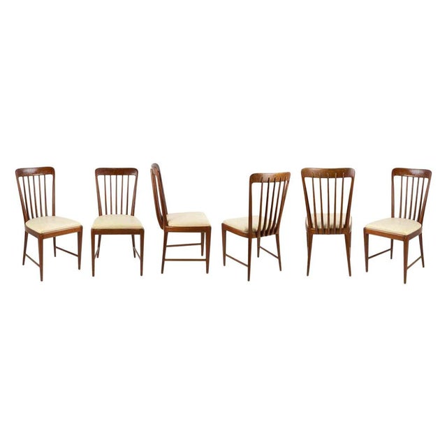 Brown Vintage Italian Chairs in Mahogany Wood and Leather, 1950s, Set of 6 For Sale - Image 8 of 8