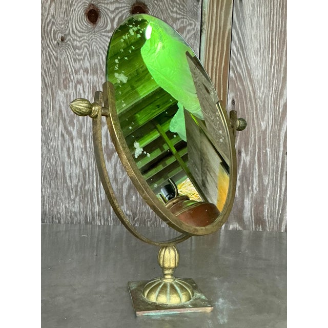 Vintage Regency Patinated Vanity Mirror For Sale In West Palm - Image 6 of 6