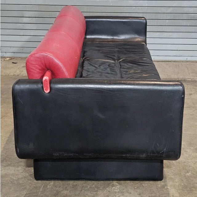 Late 20th Century Vladimir Kagan Matinee Sofa American Leather Red and Black For Sale - Image 11 of 14