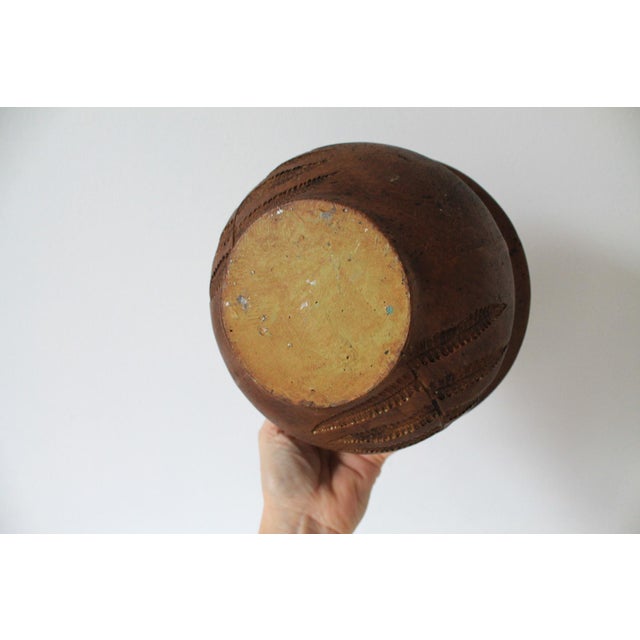 Mid-Century Pottery Planter With Double Sided Incised Fern Leaf For Sale - Image 9 of 9