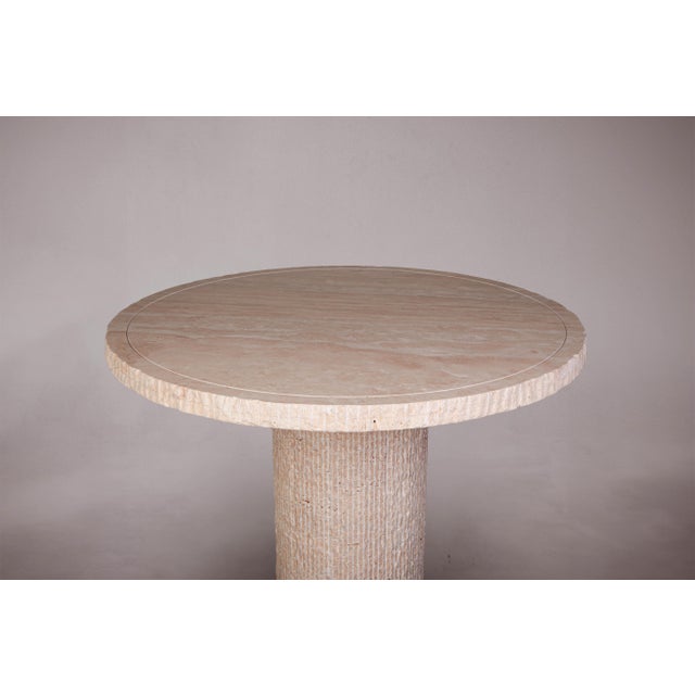 Contemporary Bord D'éclat Travertine Round Dining Table For Sale - Image 3 of 5