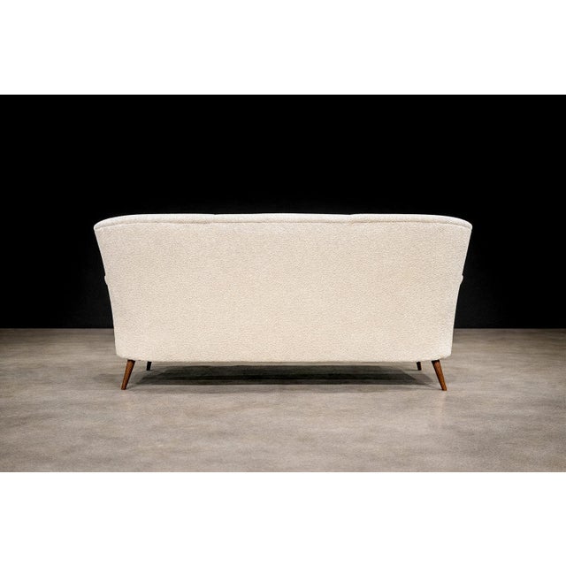 Wood Sofa in White Boucle, Forma Brazil, 1960s For Sale - Image 7 of 10