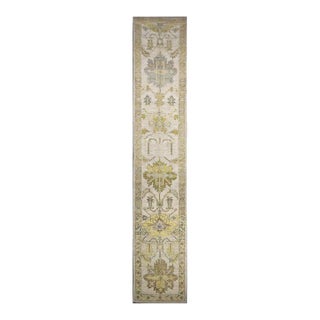 21st Century Turkish Oushak 3X19 Gold& Ivory Handmade Runner Rug #1144106 For Sale