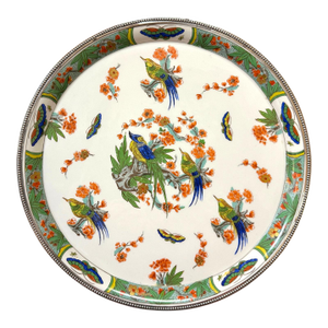 Early 20th Century La Porcelain Limousine (Pl) , 12" Porcelain Platter W/ Silver Rim