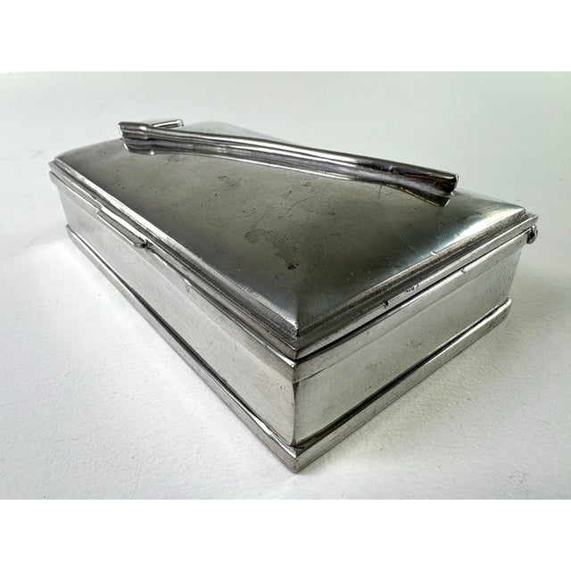 Mid-Century Vintage Nickel Plated German Golfers Trinket Box For Sale In Philadelphia - Image 6 of 11