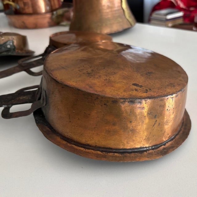 Metal Antique Hand Forged Copper & Iron Cookware Set- 3 Pieces For Sale - Image 7 of 12