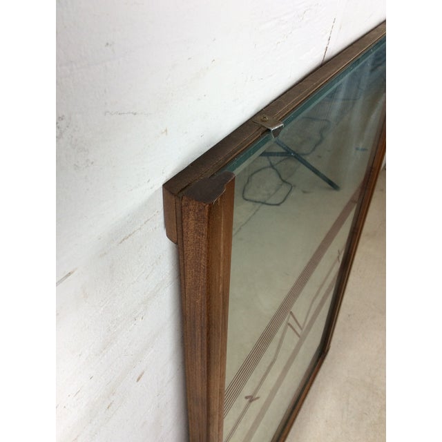 Mid Century Modern Tall Rectangular Wall Mirror With Unique Vinyl Printed Decal on Glass For Sale - Image 14 of 17