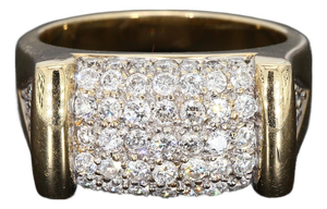 Mid 20th Century 14k Yellow Gold Men's Ring With 1.34ct G/Si3 Round White Diamonds - Size 9