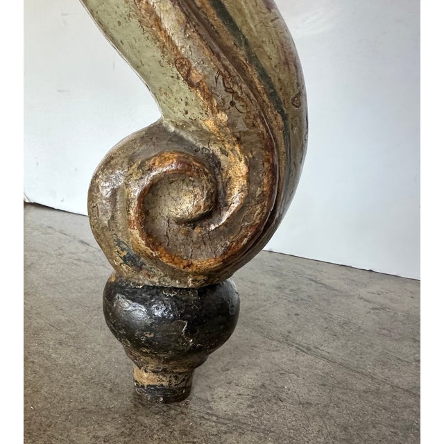 Light Green Antique Italian Painted Console With Marble Top For Sale - Image 8 of 8