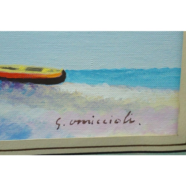 Giovanni Omiccioli, Fregene Fishing Village, 20th Century, Oil Painting on Cardboard For Sale - Image 8 of 14