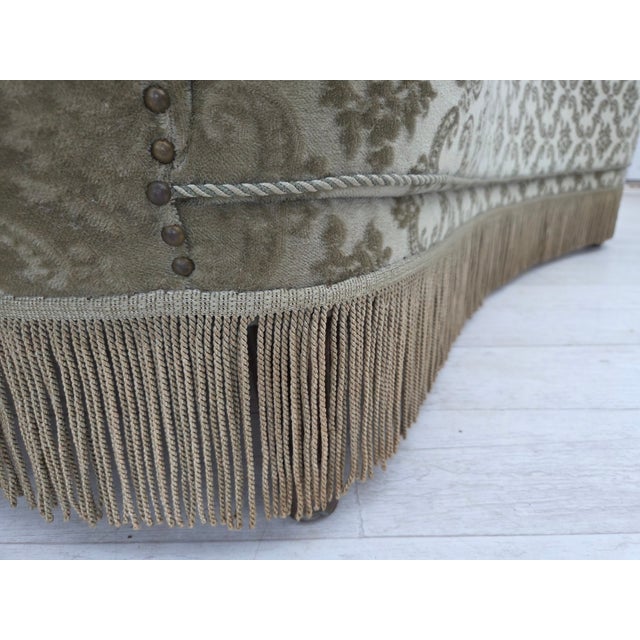 Vintage Danish Two-Seater Curved Sofa in Light Green Velour, 1960s For Sale - Image 9 of 18