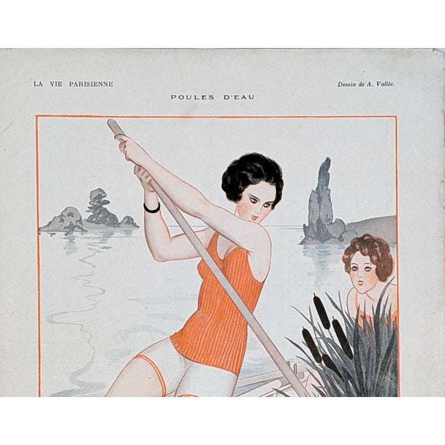 An original illustrated page from the iconic French magazine La Vie Parisienne, featuring “Poules d’Eau” (“Water Hens”) by...