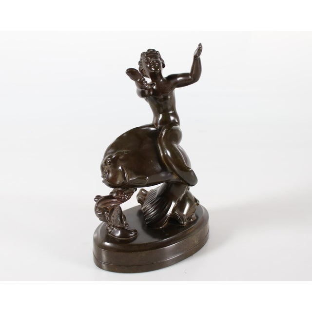 Figurine of Boy on Large Fish in Disco Metal by Just Andersen, 1940s For Sale - Image 3 of 10