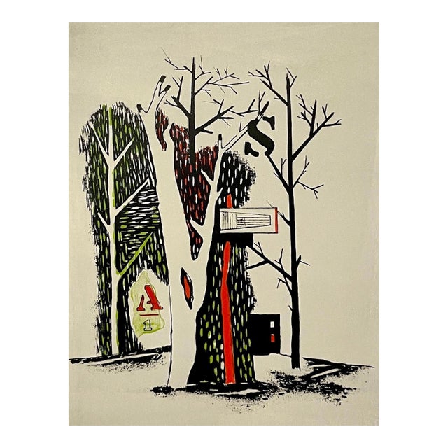 Karl Fortess, Lithograph Belgian American Surrealism Wpa Modernist Karl Fortess Surrealist Art For Sale