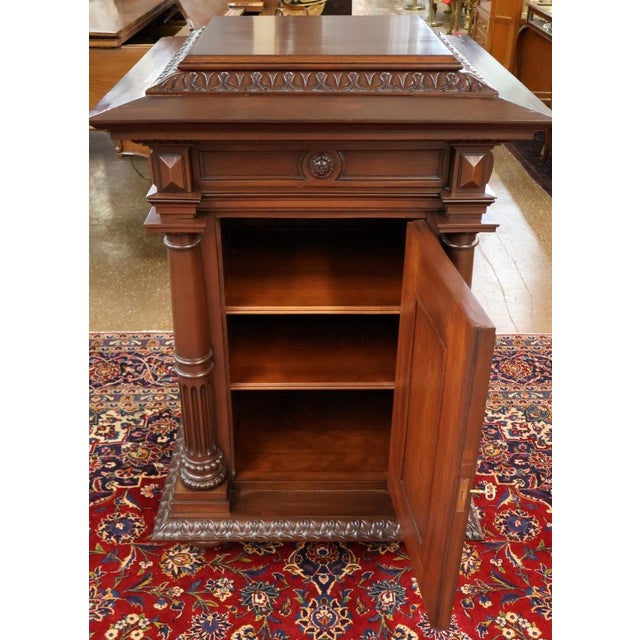 Monumental Victorian Style Mixed Wood Pedestal Cabinet For Sale - Image 13 of 14