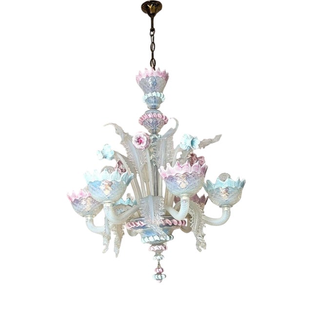 Art Deco Style Murano Glass Chandelier from Ca Rezzonico, 1980s For Sale