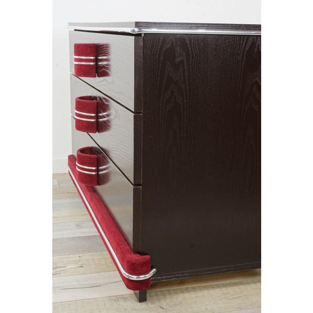 Black Vintage Black Wooden and Strawberry Pink Velvet Chest of Drawers from Poltrona Frau, 1970s For Sale - Image 8 of 10