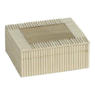 White Bone Chips & Brass Decorative Box For Sale