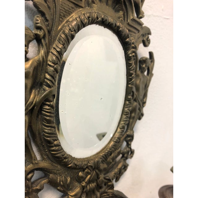 Vintage Brass Mirrored Sconces For Sale - Image 4 of 6