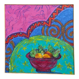 1992 Colorful Retro Modern Painting, Signed R. Davey For Sale