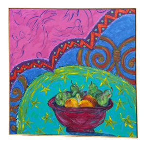 1992 Colorful Retro Modern Painting, Signed R. Davey