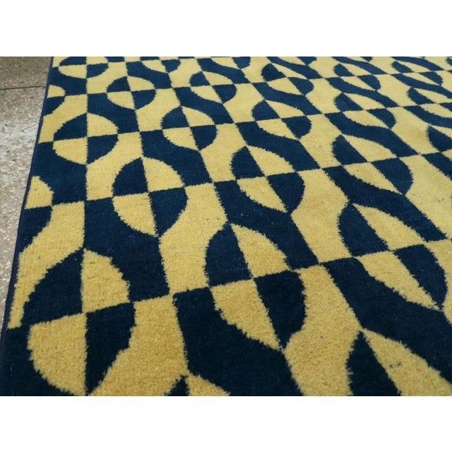 Galerie Shabab Collection Mid-20th Century Handmade Turkish Art Deco Accent Rug in Yellow and Blue For Sale In New York - Image 6 of 10