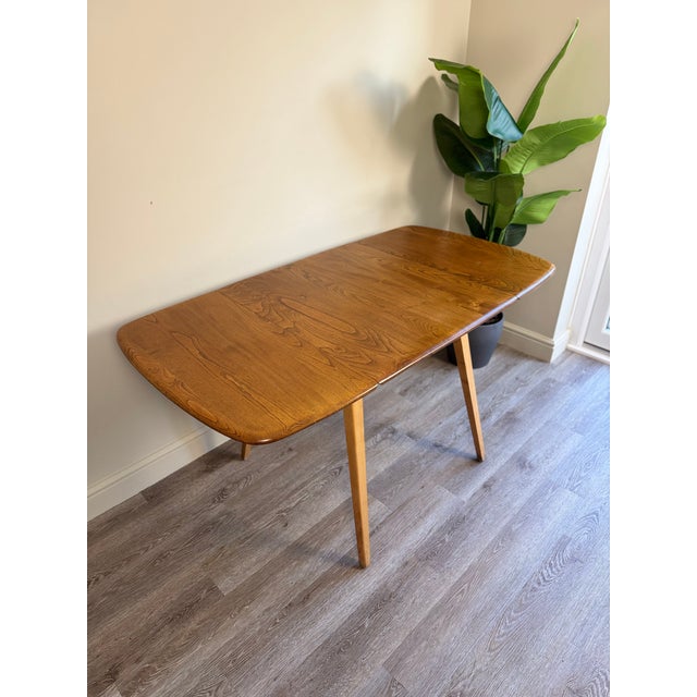 Rectangular Drop Leaf Extending Dining Table in Elm from Ercol, 1950s For Sale - Image 15 of 15
