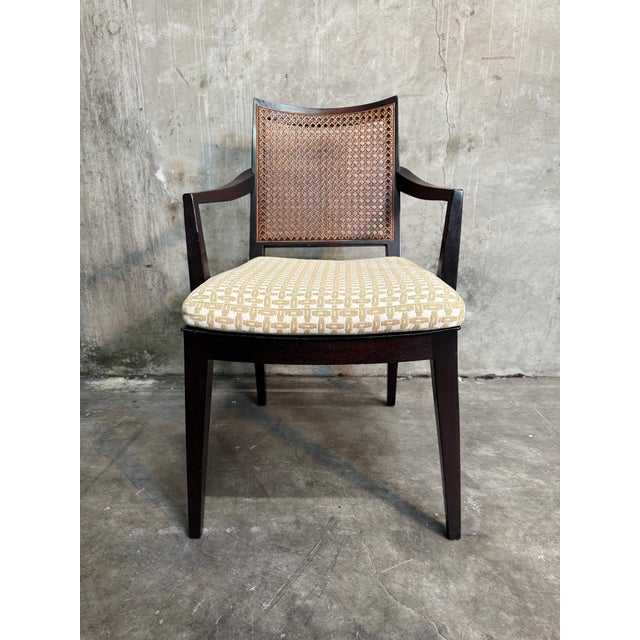 1950s 1950s Set of 10 Edward Wormley Walnut and Caned Dining Chairs for Dunbar For Sale - Image 5 of 18