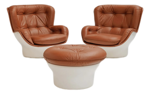 Karate Lounge Chairs and Ottomans by Michel Cadestin for Airborne, 1970s, Set of 3
