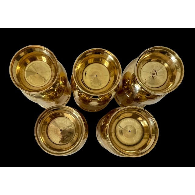 Brass Indian Solid Brass Embossed Glasses Tumblers Set of 5 For Sale - Image 8 of 8