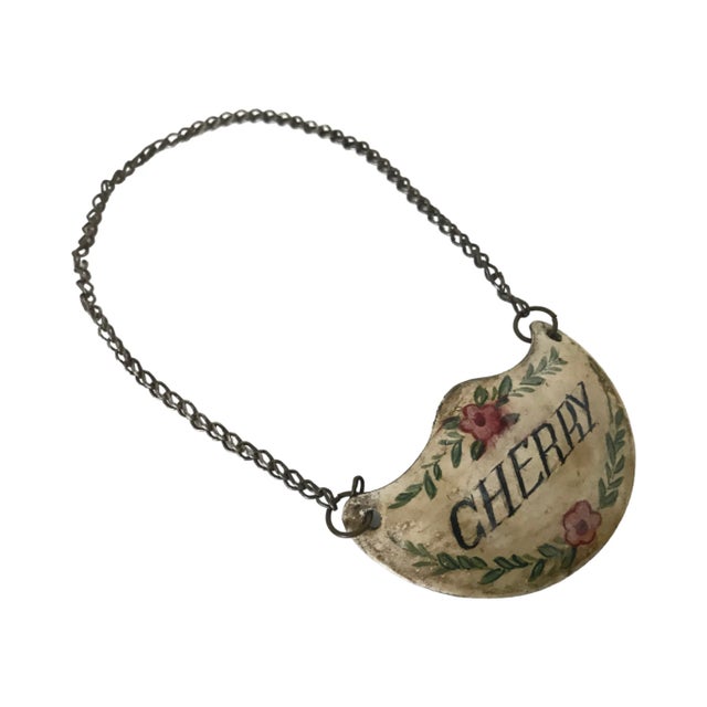 Antique French Enamel "Cherry" Liquor Decanter Tag For Sale - Image 4 of 8