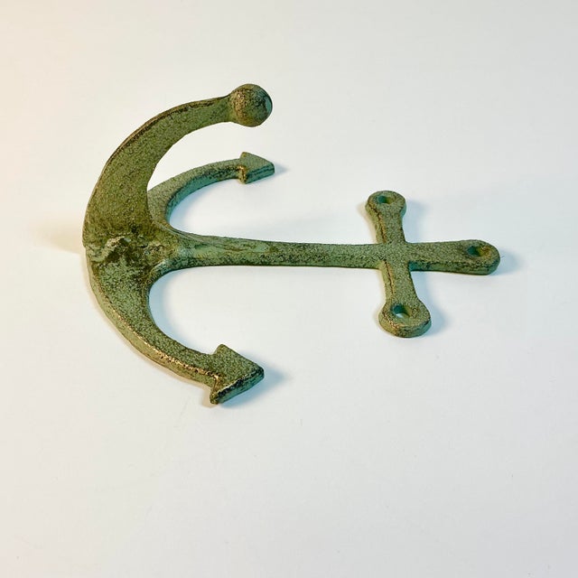 1970s Vintage Nautical Coastal Arts & Crafts Cast Iron Anchor Wall Hook For Sale - Image 11 of 11