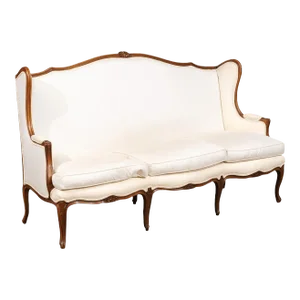 French, 19th Century Louis XV Style Wooden Three-Seat Canapé à Oreilles h88a