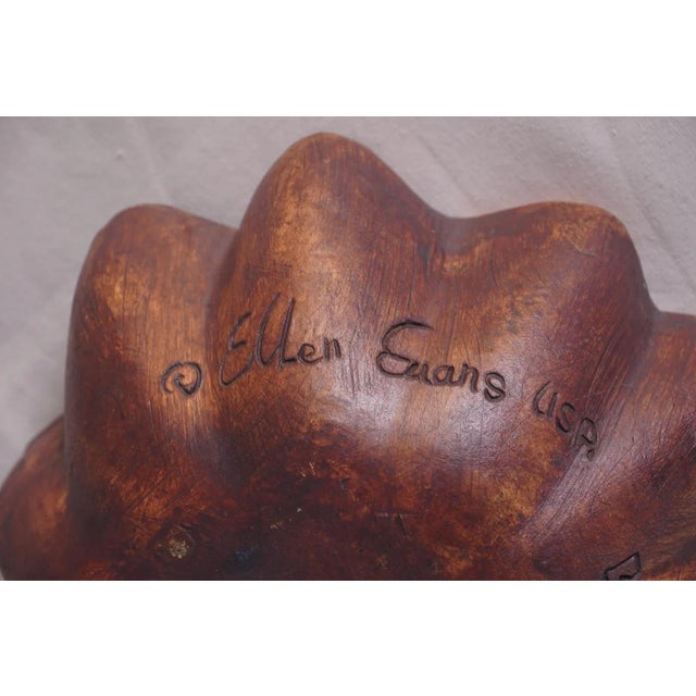 Vintage Ellen Evans Art Pottery Sculpted Seashell Bowl 1996 For Sale - Image 4 of 5