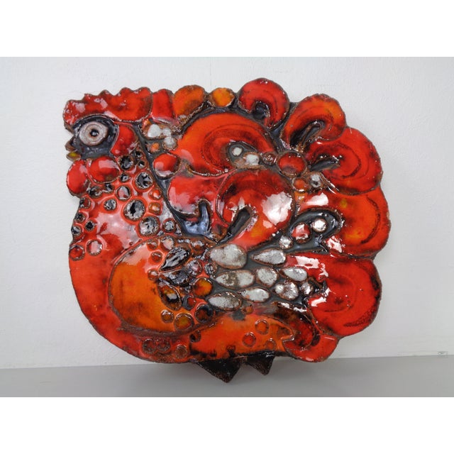 Large Glazed Rooster Studio Ceramic Wall Plaque, Germany, 1970s For Sale - Image 18 of 18