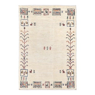 Pasargad DC Ivory Hand Knotted Gabbeh Rug For Sale