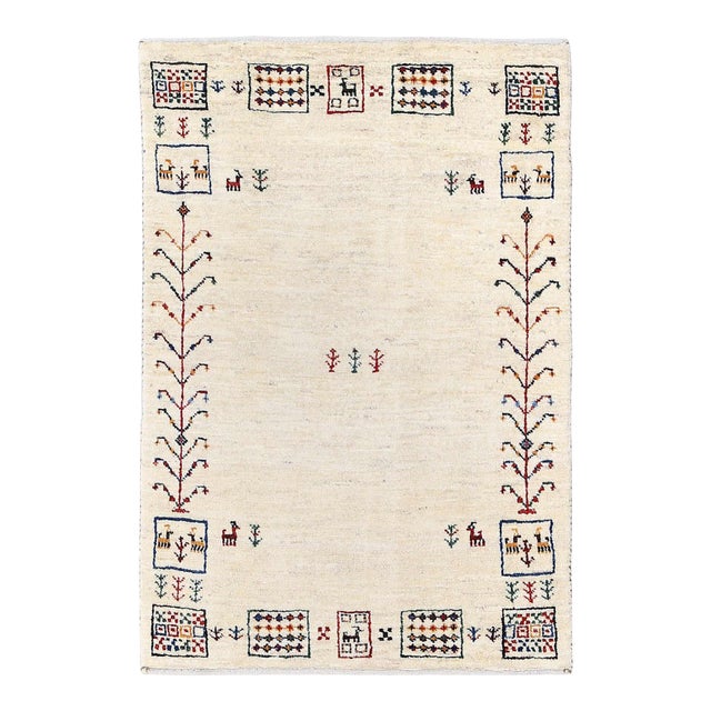 Pasargad DC Ivory Hand Knotted Gabbeh Rug For Sale