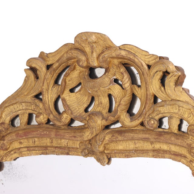 A Small French Giltwood and Carved Mirror, 18th C. For Sale - Image 4 of 9
