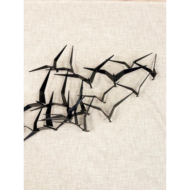 Vintage Iron Flock Bird Wall Sculpture MCM Coastal Large 56" Walling Hanging Art For Sale - Image 4 of 8