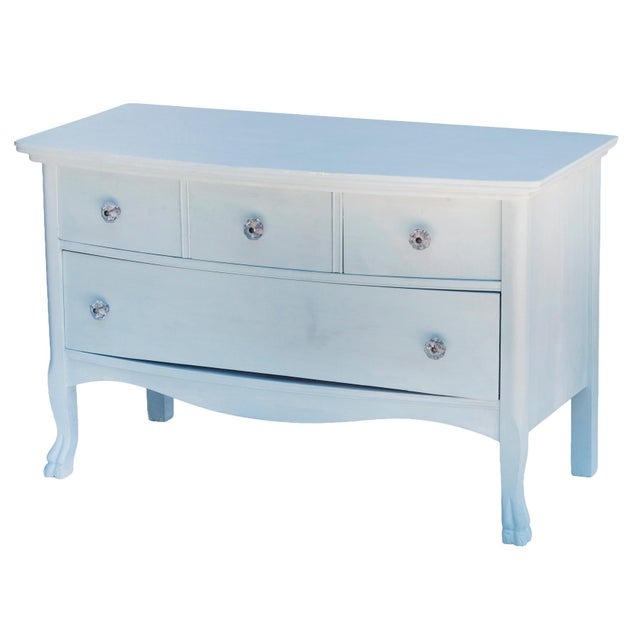 Late 19th Century Serene Blue Bowfront Chest With Glass Knobs For Sale In Los Angeles - Image 6 of 9