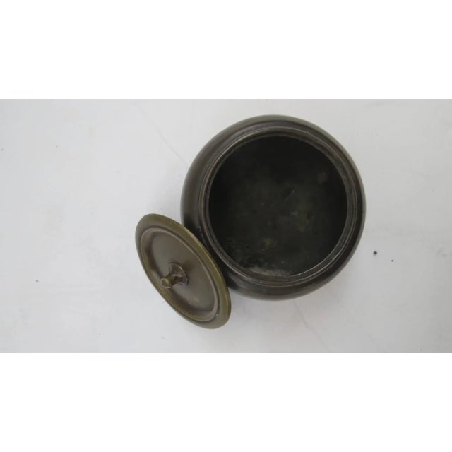 Chinese Bronze Lidded Pot Incense Ink - A Pair For Sale - Image 9 of 13