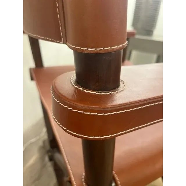 Modern Theodore Alexander for Ralph Lauren Leather/Wood Holbrook Director's Chair For Sale - Image 3 of 4
