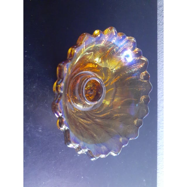 GORGEOUS Vintage Indiana Glass Iridescent Marigold 4" Single Taper Candle Holder. This beautiful candle holder from...