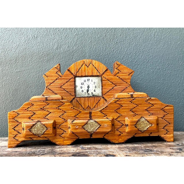 Vintage Handcrafted Matchstick Mantle Clock For Sale - Image 14 of 18
