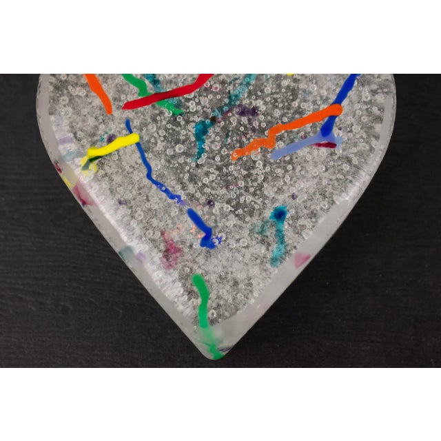Contemporary Vintage Confetti Heart of Glass Paper Weight For Sale - Image 3 of 9