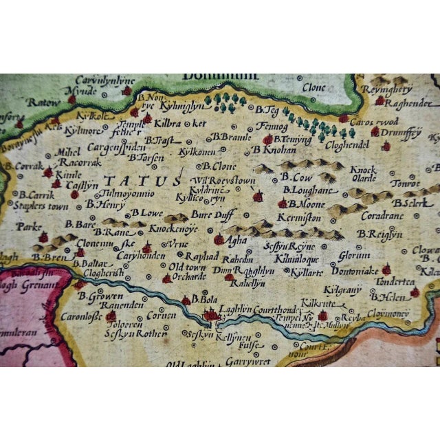 Sculpture Materials Southeastern Ireland: A 17th Century Hand Colored Map by Mercator and Hondius, 1635 For Sale - Image 7 of 7