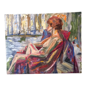 Vintage French Style Impressionist Nude Painting on Canvas ~Unknown Artist