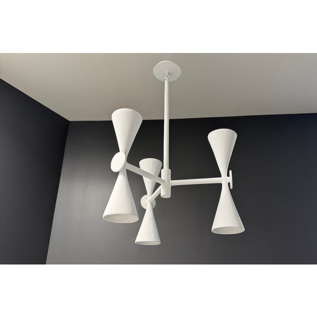 White Organic Modern Plaster of Paris Geometric Chandelier, Villette Chandelier For Sale - Image 8 of 13