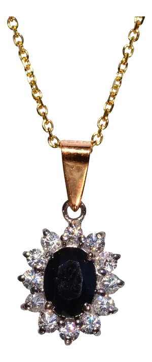 The 145th Street: Vintage Sapphire and White Sapphire Halo Pendant