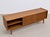 Modern Walnut Credenza / Media Console | Minimalist Sliding Door Sideboard For Sale - Image 9 of 10